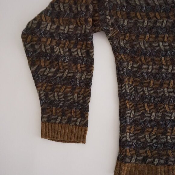 VTG 80s Scandia Woods Brown Olive Green 3D Biggie Cosby Crewneck Knit Sweater M - Picture 7 of 9